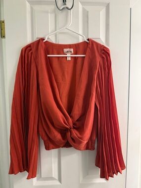 Twist-Front Draped Blouse in Rust